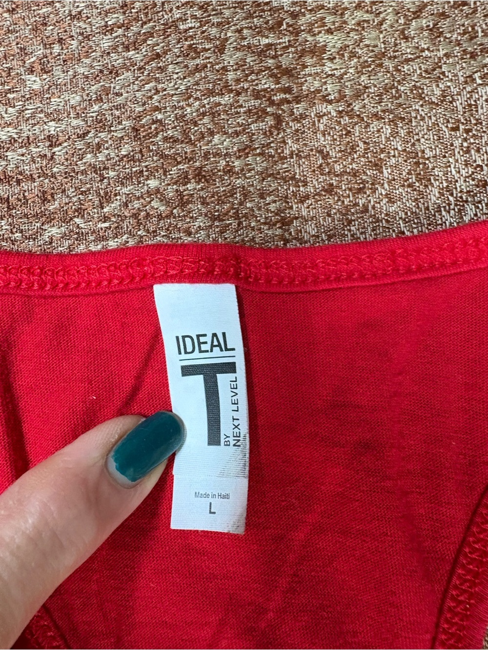 Red Racerback Graphic Tank Top with Script Slogan - Picture 2 of 2